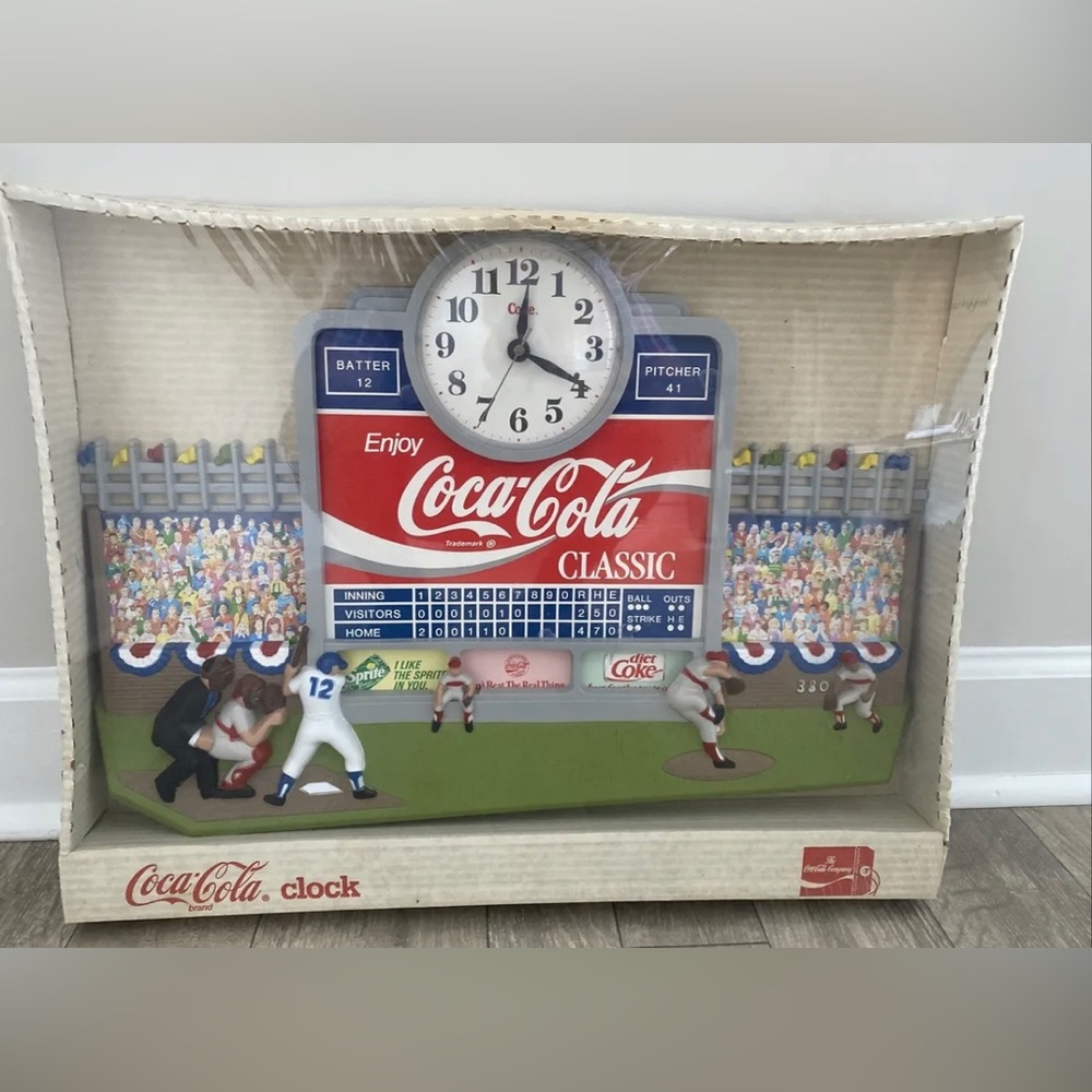 Vintage 90’s Burwood Coca-Cola Classic Baseball Scoreboard Clock Brand New